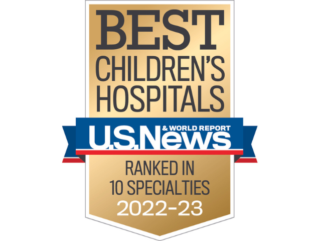 Monroe Carell Jr. Children's Hospital at Vanderbilt ranked in 10 out of 10 specialties in 2022-23